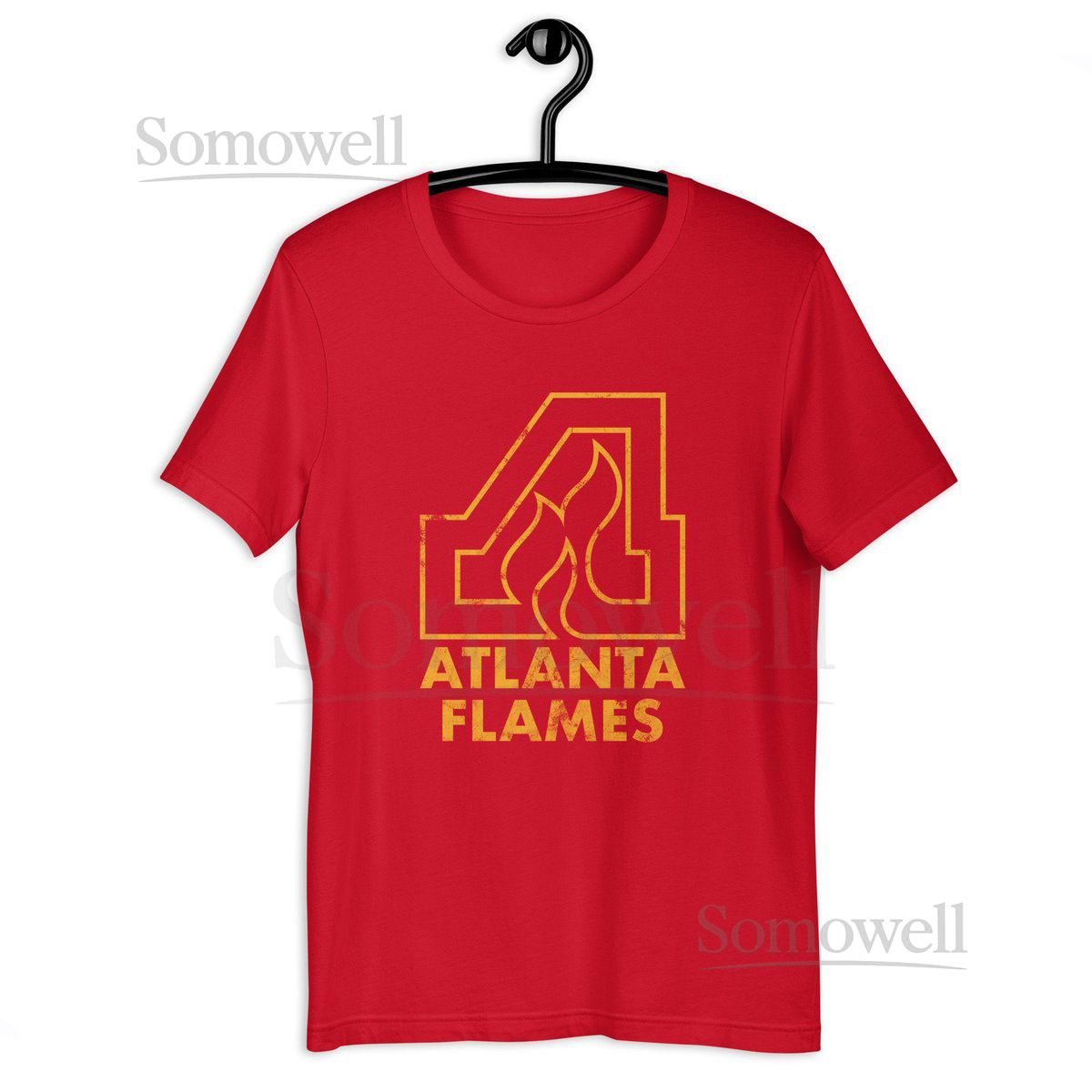 Atlanta Flames w Text Worn Distressed Logo Vintage NHL Retro Hockey T-Shirt Old Time Hockey Shirt_23