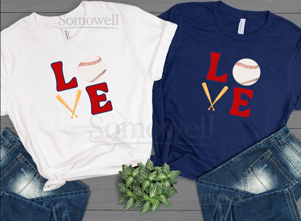 Love Baseball Red and Blue Bella Canvas Unisex Jersey Short Sleeve Tee_388