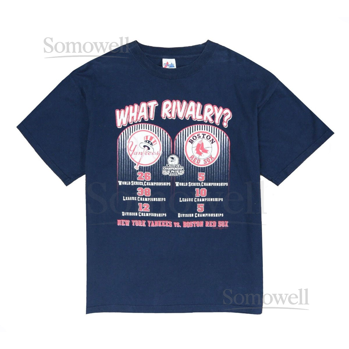 New York Yankees Vs Boston Red Sox Rivalry Majestic T-Shirt XL Blue 2003 Y2K MLB_34