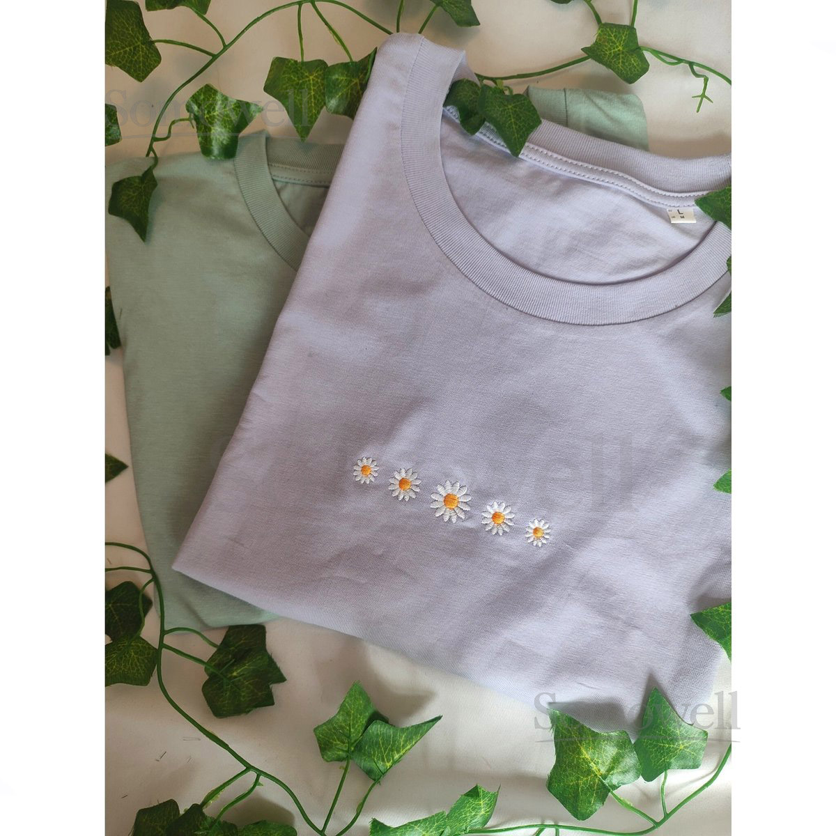 Embroidered Daisies T Shirt Floral Shirt Floral Tee Botanical Shirt Daisy T Shirt Embroidered Shirt Handmade Clothing T Shirt UK_62