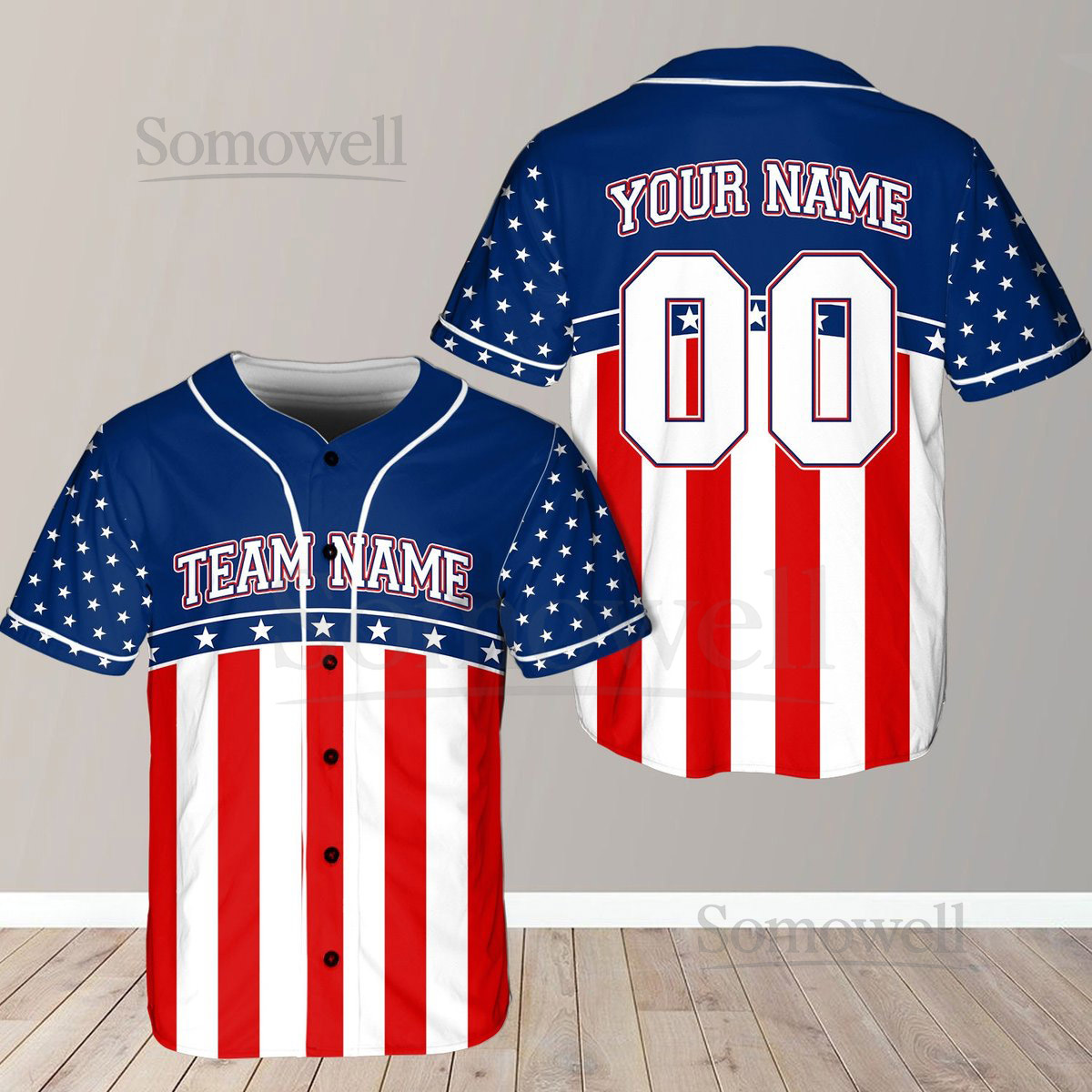 Personalized USA Baseball Jersey Custom Team Name Shirt American Flag Baseball Jersey For Baseball Fans Baseball Lovers Patriotic Shirt_791