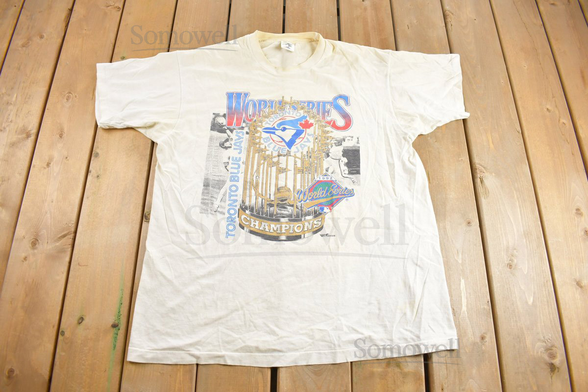 Vintage 1992 Toronto Blue Jays MLB World Series Championship T-shirt Single Stitch Made In Canada_983