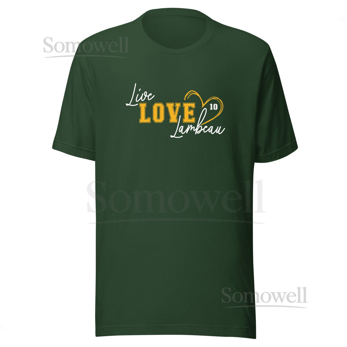 Live Love Lambeau Number 10 Heart Script Unisex t-shirt Bella Canvas Jordan Love Green Bay Packers Go Pack Go_578