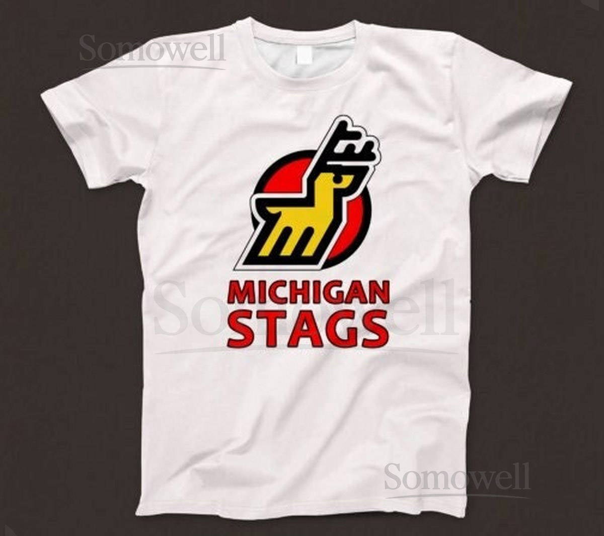 Michigan Stags T Shirt 717 Retro White Unisex Graphic Tee_333