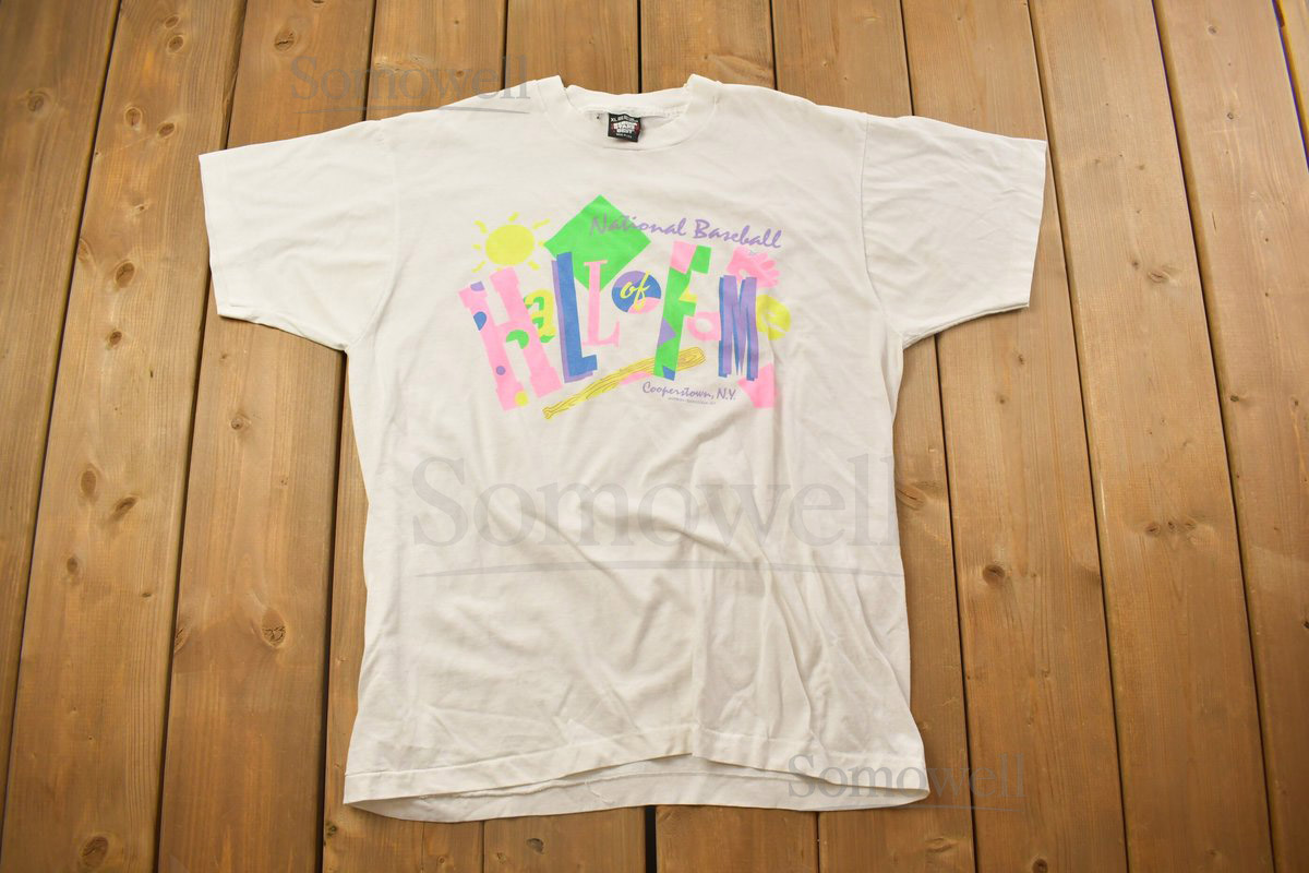 Vintage 1990s National Baseball Hall Of Fame Graphic T-Shirt Made In USA Single Stitch MLB Baseball 90s Streetwear Sportswear_969