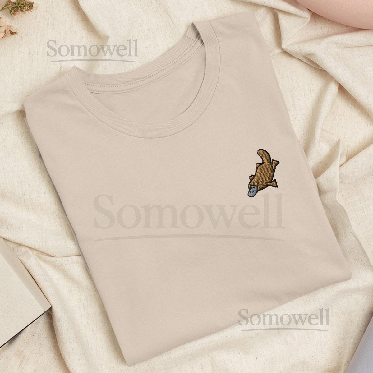 Platypus Embroidered T-Shirt Lightweight Cotton Unisex Fit_153