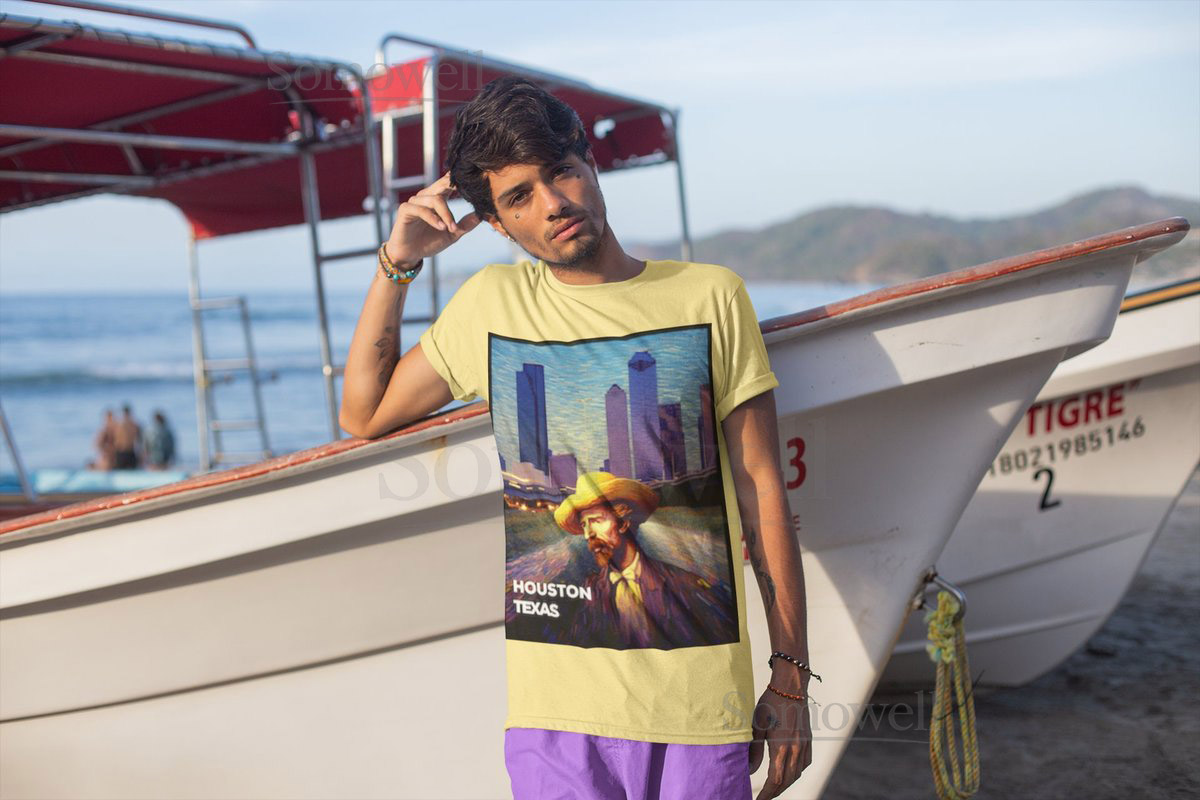 Houston Texas State Shirt Van Gogh Style Houston Texans tshirt Texas Gifts Houston Skyline T-shirt Game Day Shirt Traveler_367