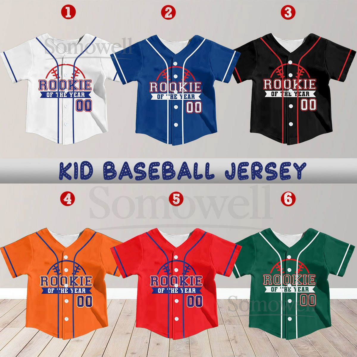 Personalized Rookie Of the Year Kid Baseball Jersey Custom Name Number Youth Baseball Shirt Rookie Of The Year Jersey For Baseball Fans_367