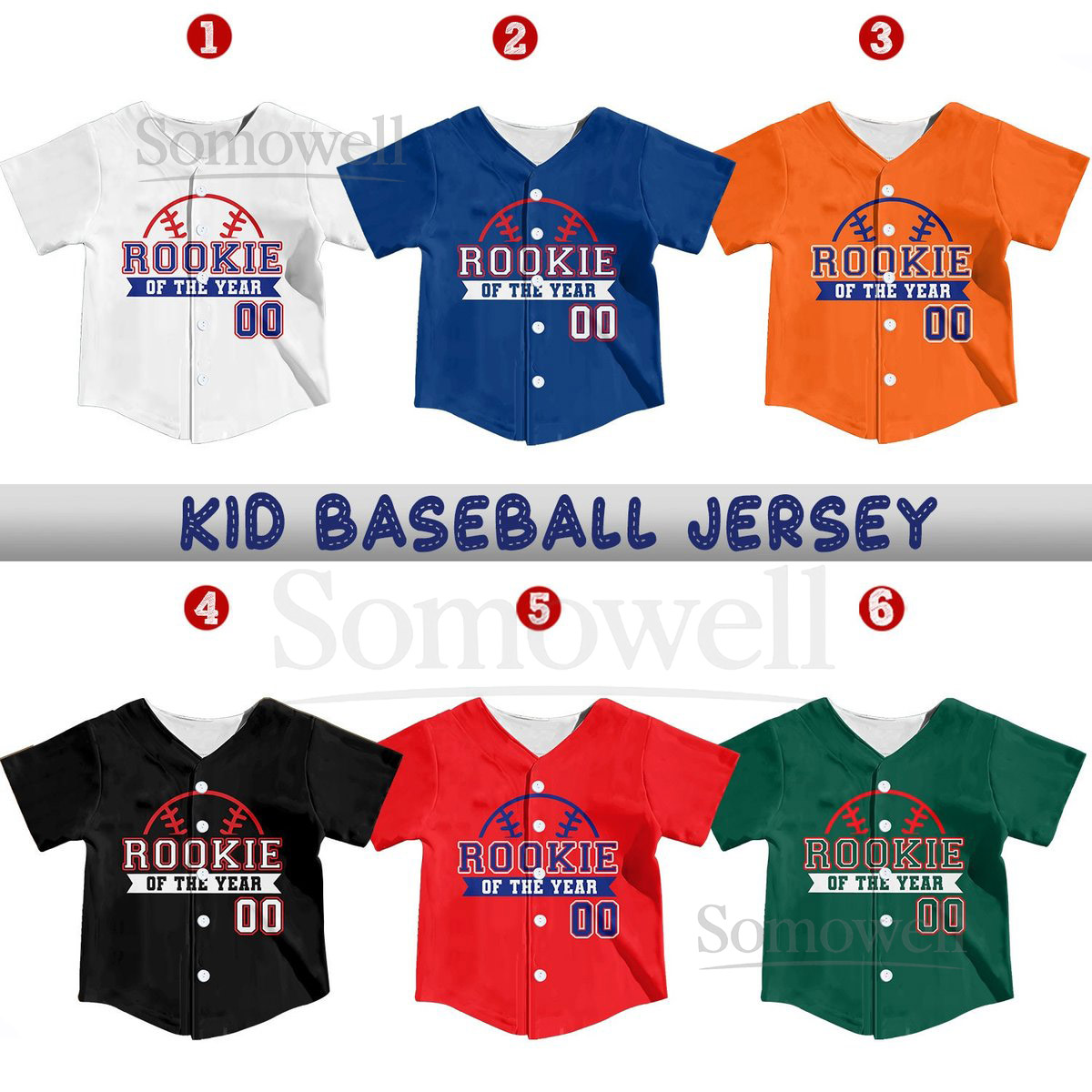Personalized Rookie Of the Year Kid Baseball Jersey Custom Name Number Youth Baseball Shirt Rookie Of The Year Jersey For Baseball Fans_368