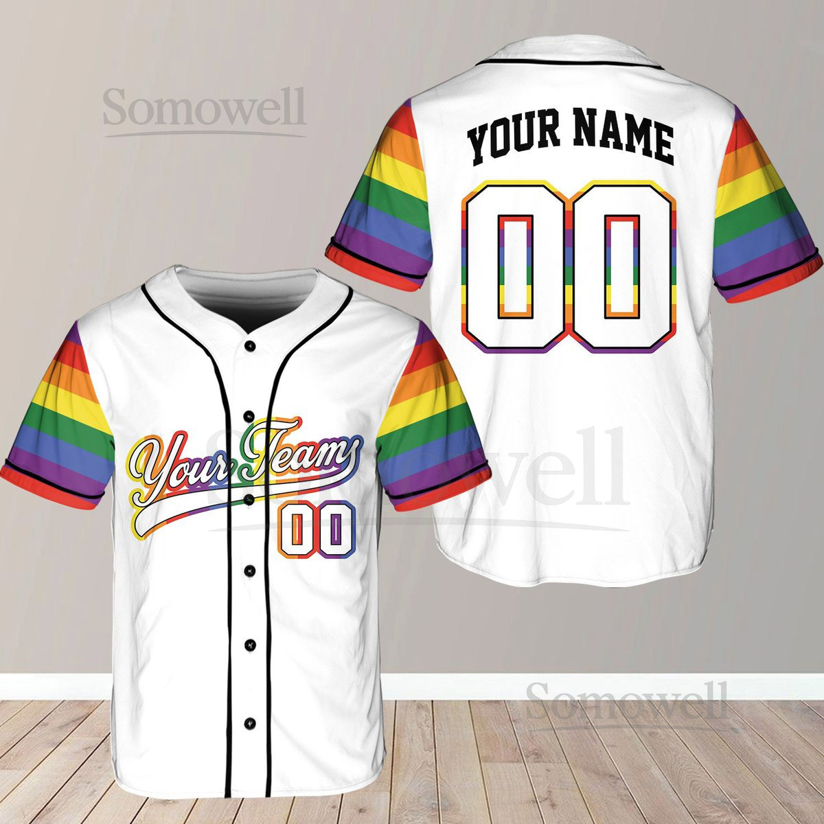 Personalized LGBTQ Team Name And Number Baseball Jersey Custom LGBT Pride Month Baseball Jersey Shirt Rainbow Baseball Jersey_203