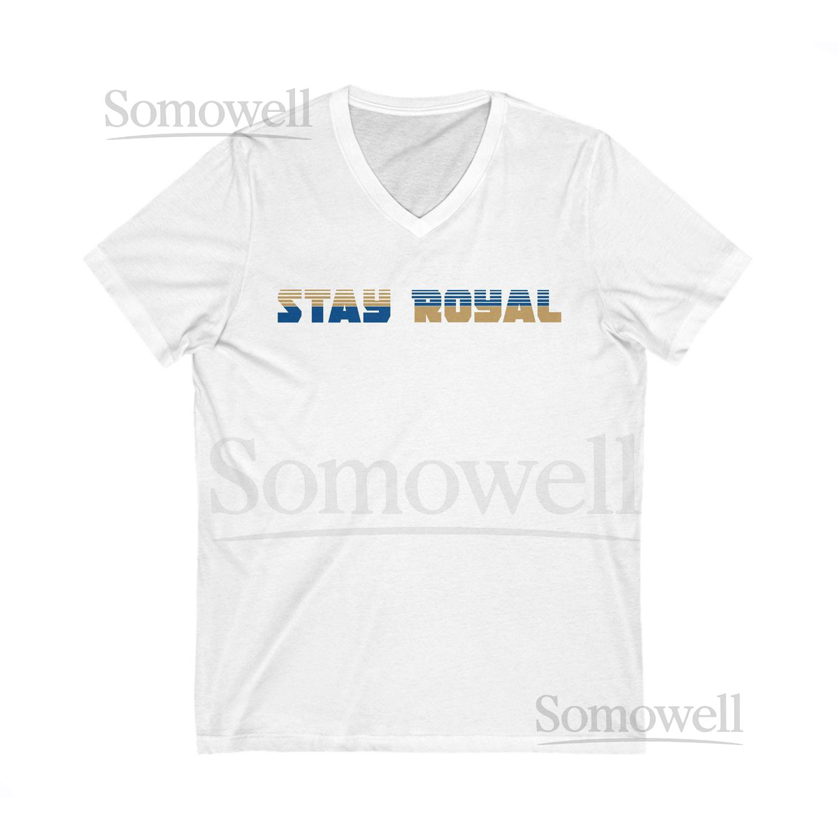Stay Royal Graphic - Blue and Gold - Unisex Jersey Short Sleeve V-Neck Tee_775