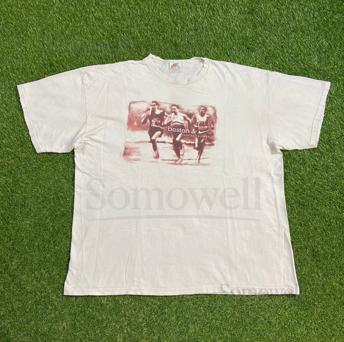 Vintage Boston Running T Shirt Tee Nike Made USA Size XXL 2XL Massachusetts New England Classic Marathon 1990s 90s_683