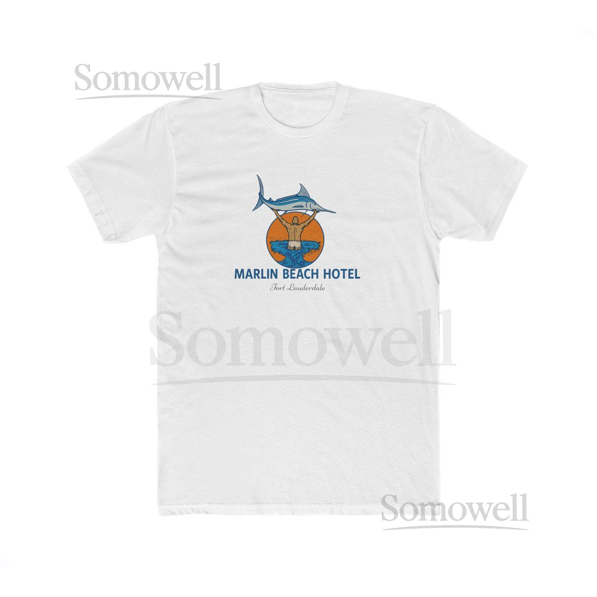 Marlin Beach Hotel Fort Lauderdale 1970s gay Bar Men's Cotton Crew Tee florida Wilton Manors_606