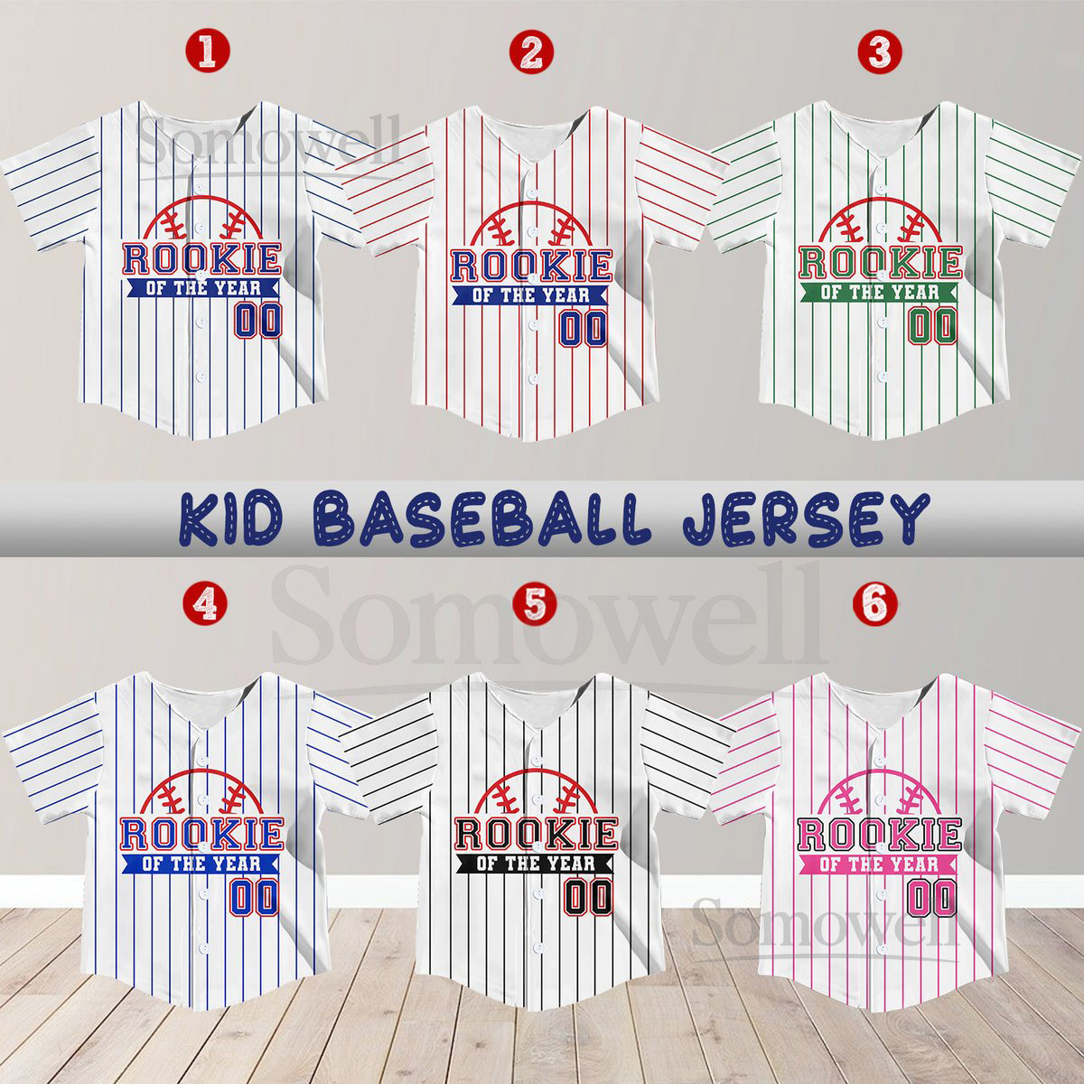 Personalized Rookie Of the Year Kid Baseball Jersey Custom Name Number Youth Baseball Shirt Rookie Of The Year Jersey For Baseball Fans_369