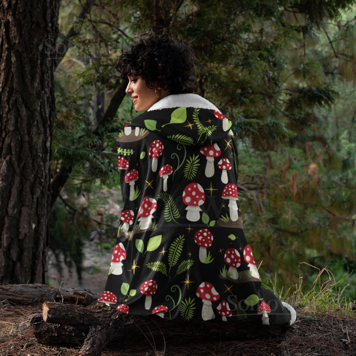 Cottagecore Mushroom Hooded Blanket Mushroom Sherpa Blanket Hoodie Oversized Sherpa Hoodie Blanket Cottagecore Fleece Blanket Hoodie_20