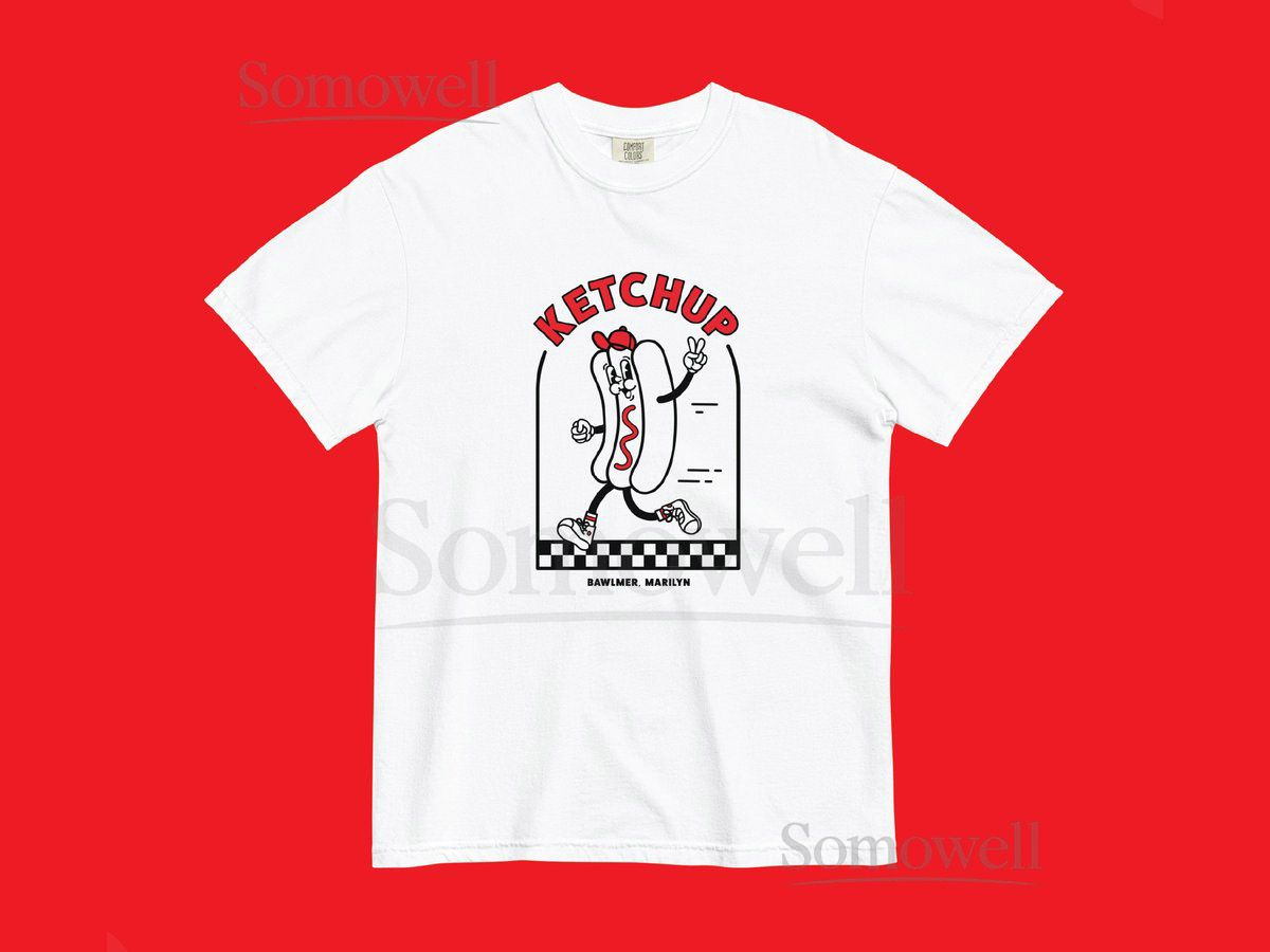 Ketchup Adult Heavyweight T-Shirt Hot Dog Race Baltimore Orioles Cute Sports Shirts_364