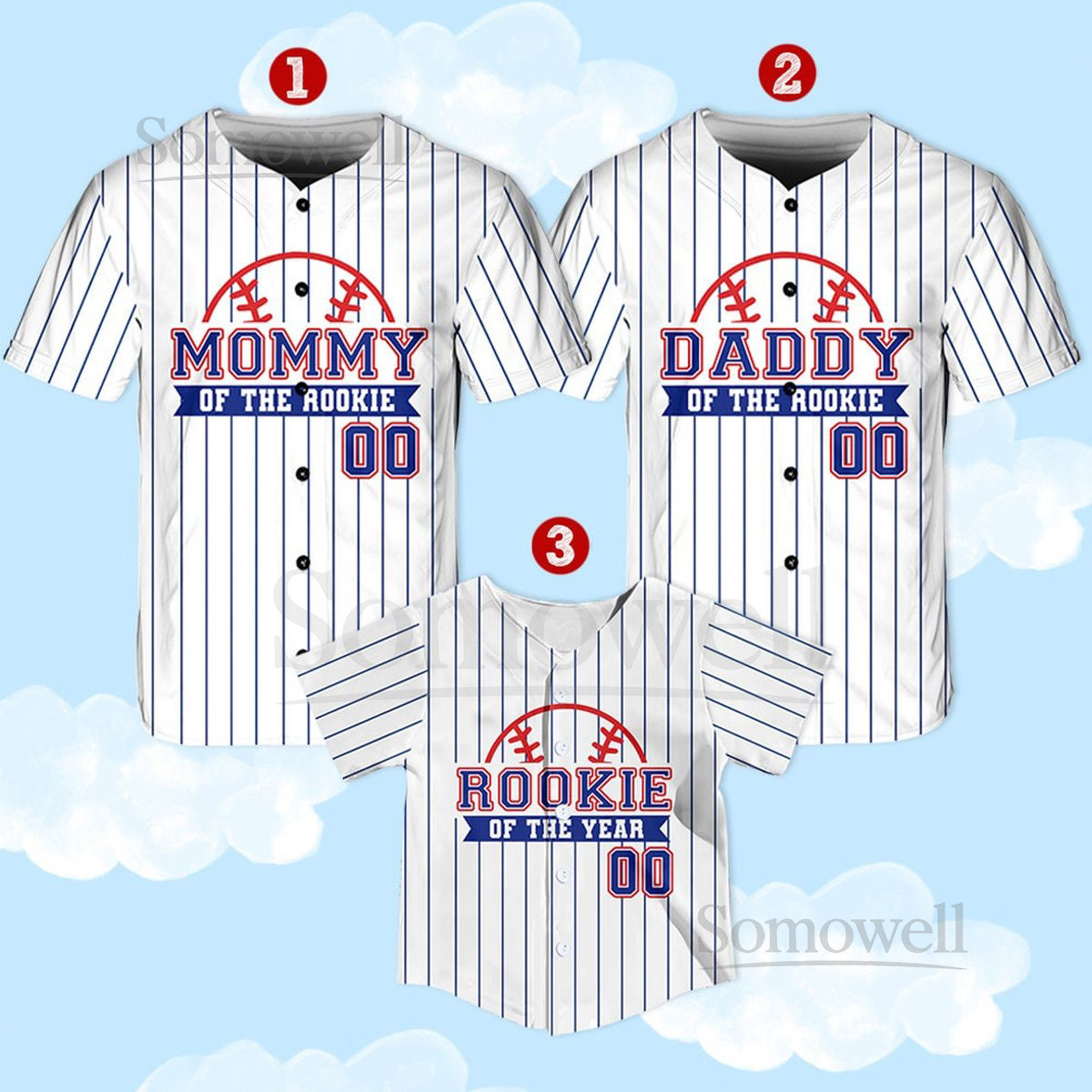 Personalized Mommy Daddy Of the Rookie Baseball Jersey Custom Name Number Shirt Rookie Of The Year Jersey Family Matching Outfits_288