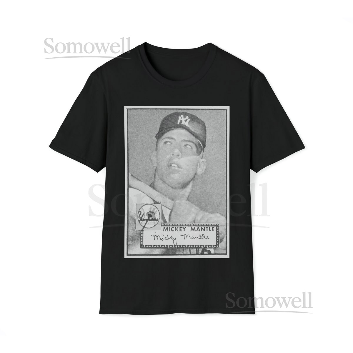 Mickey Mantle Rookie Card T-Shirt New York Yankees Hall of Fame Baseball MLB Unisex Softstyle T-Shirt_631