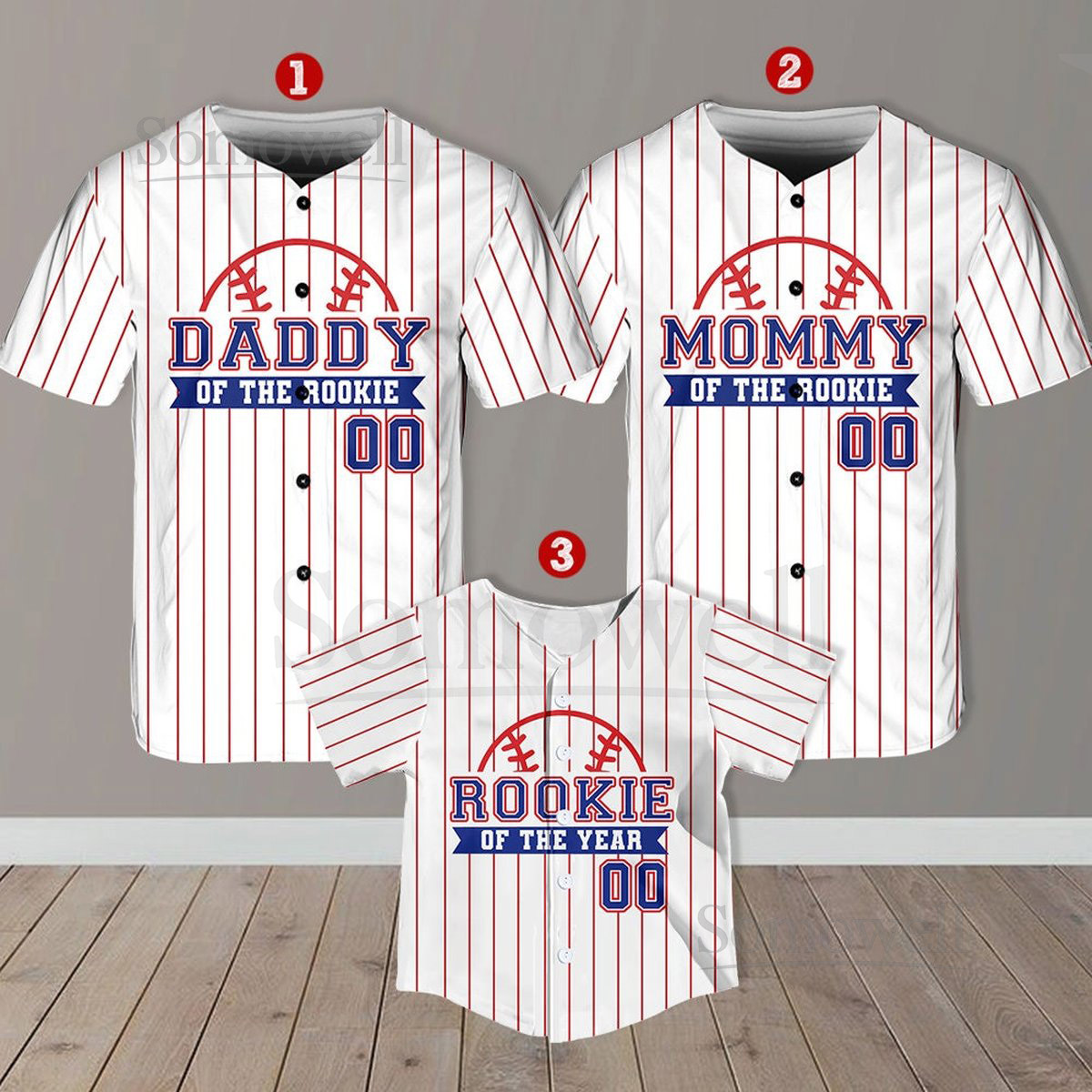 Personalized Mommy Daddy Of the Rookie Baseball Jersey Custom Name Number Shirt Rookie Of The Year Jersey Family Matching Outfits_289