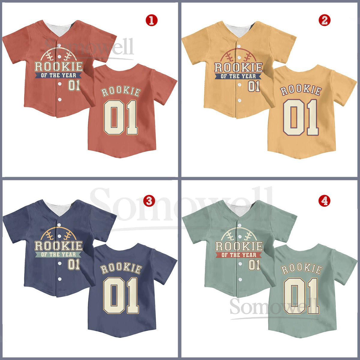 Personalized Rookie Of the Year Kid Baseball Jersey Custom Name Number Youth Baseball Shirt Rookie Of The Year Jersey For Baseball Fans_370