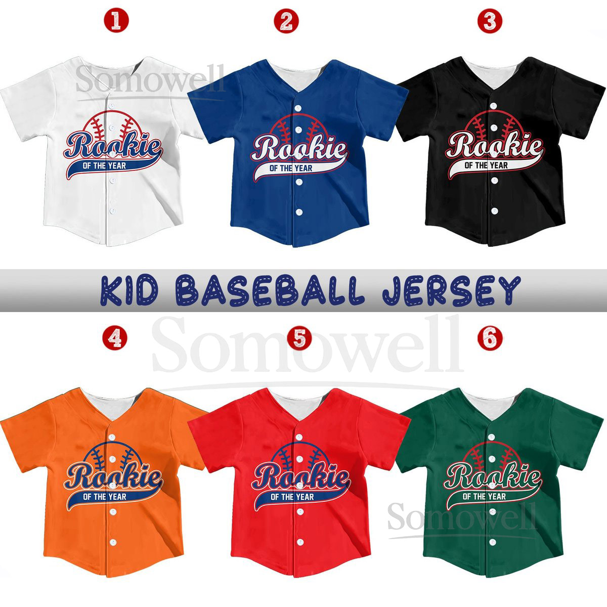 Personalized Rookie Of the Year Kid Baseball Jersey Custom Name Number Youth Baseball Shirt Rookie Of The Year Jersey For Baseball Fans_371
