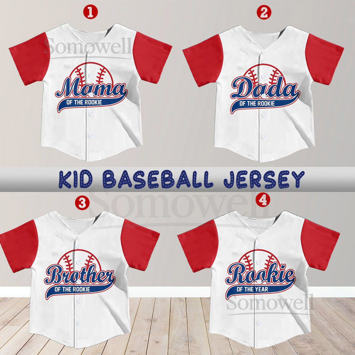 Personalized Rookie Of the Year Kid Baseball Jersey Custom Name Number Youth Baseball Shirt Rookie Family Jersey For Baseball Fans_365