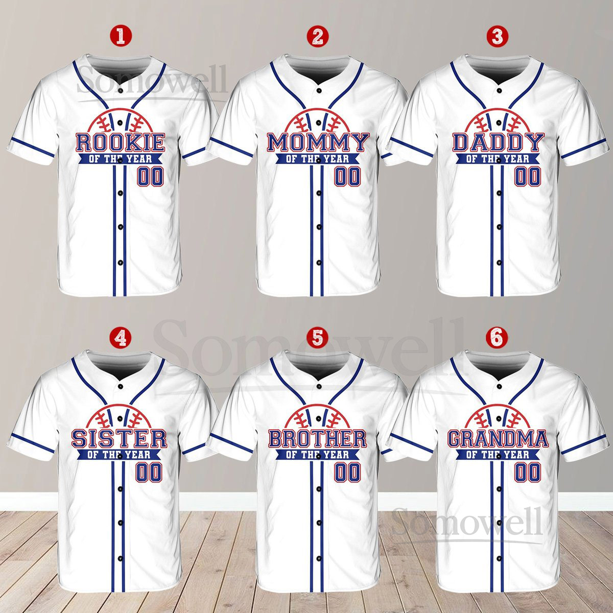 Personalized Family Of the Year Baseball Jersey Custom Name Number Shirt Rookie Of The Year Jersey Family Matching Outfits Baseball Game_095