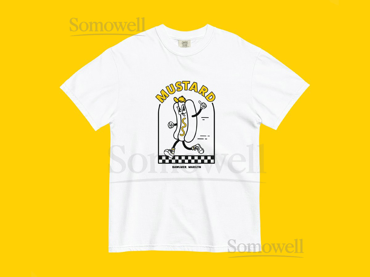 Mustard Adult Heavyweight T-Shirt Hot Dog Race Baltimore Orioles Cute Sports Shirts_471