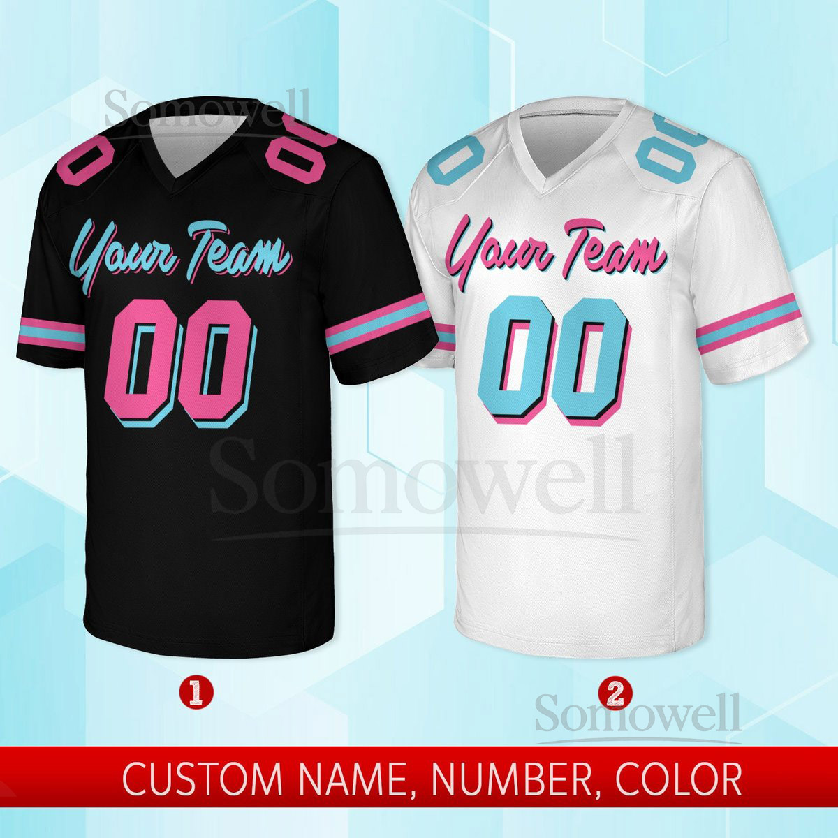 Personalized Team Name And Number Any Football Jersey Custom V-neck Short Sleeve Jersey Shirt Football Jersey For Football Fan Lover_402