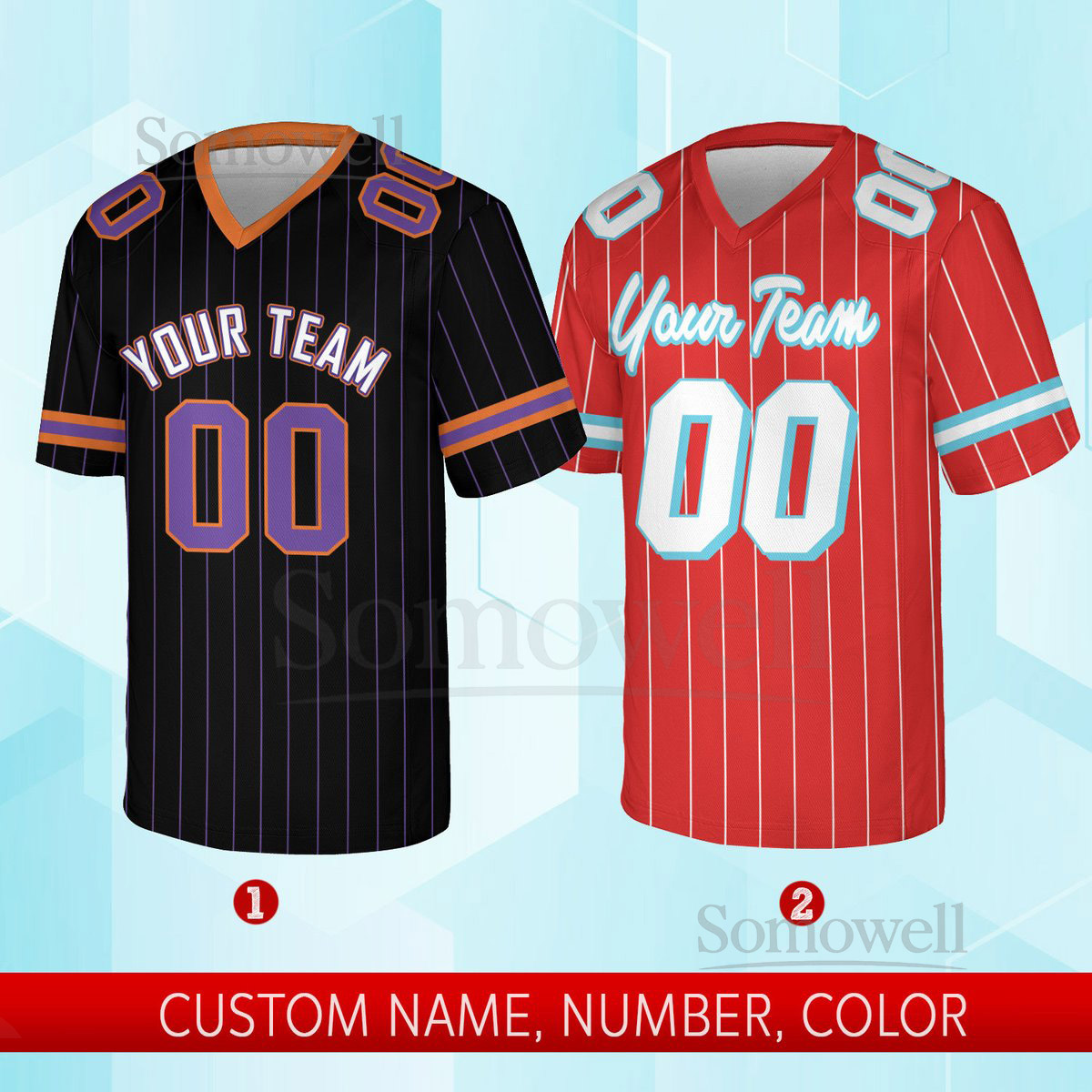 Personalized Team Name And Number Any Football Jersey Custom V-neck Short Sleeve Jersey Shirt Football Jersey For Football Fan Lover_403