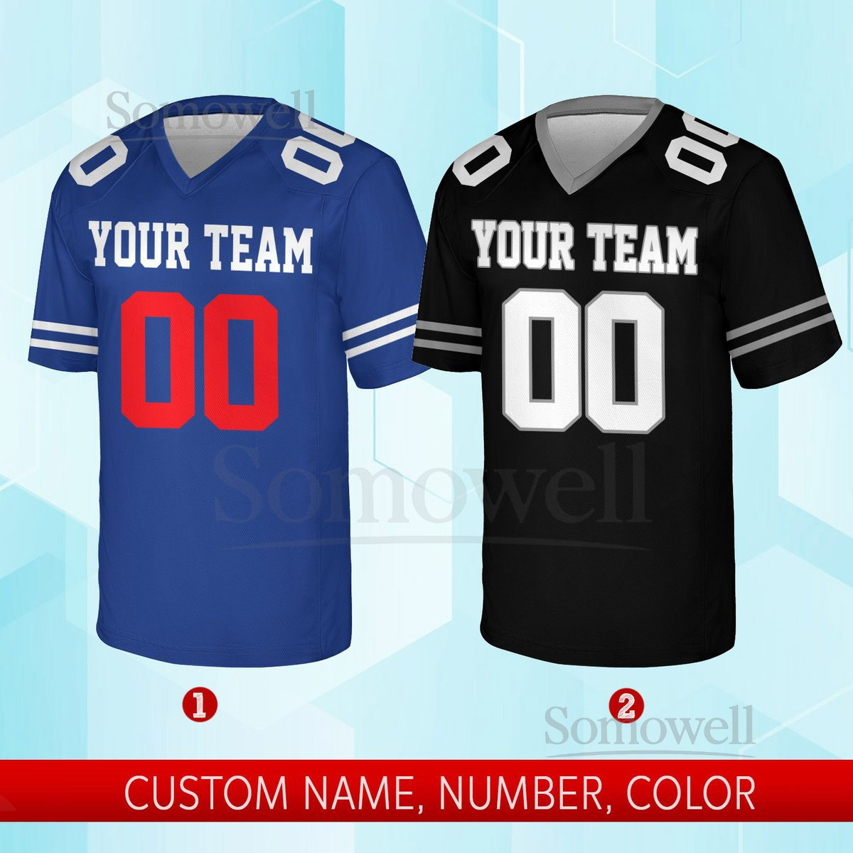 Personalized Team Name And Number Any Football Jersey Custom V-neck Short Sleeve Jersey Shirt Football Jersey For Football Fan Lover_404
