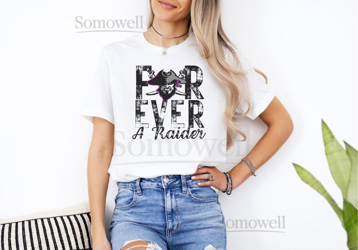 Forever A Raider Rustic Letters Raider Shirt Plus Size Women's Bella Canvas Jersey Short Sleeve Tee_151