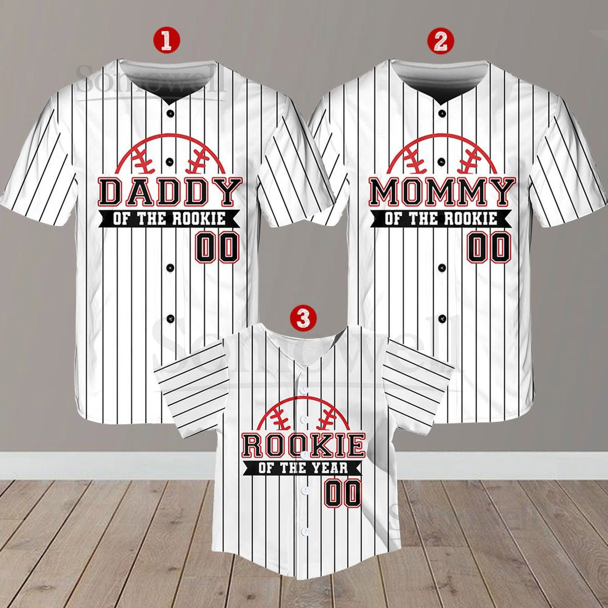 Personalized Mommy Daddy Of the Rookie Baseball Jersey Custom Name Number Shirt Rookie Of The Year Jersey Family Matching Outfits_292