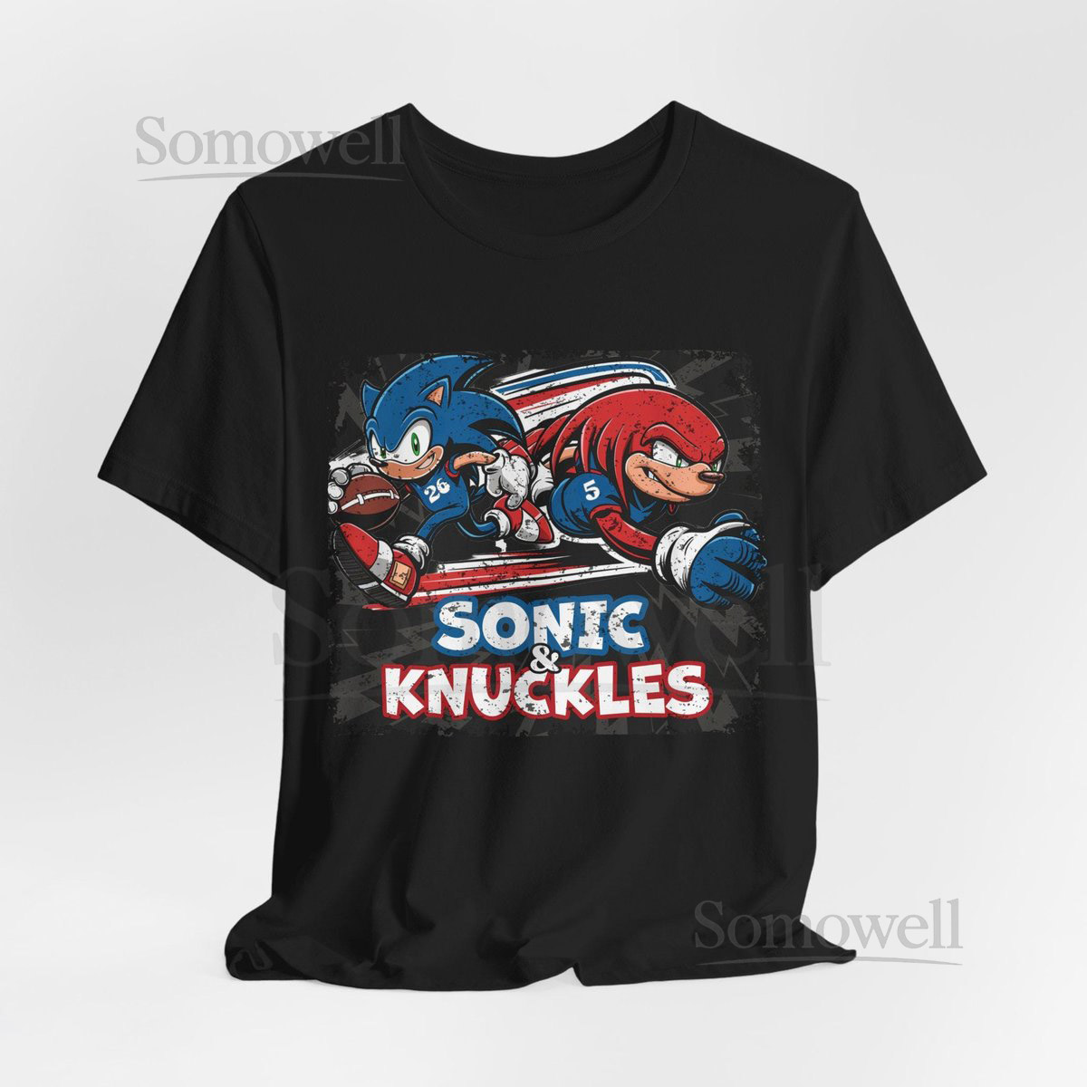 Sonic and Knuckles NFL Football T-Shirt Gibbs Montgomery and Detroit Lions_651