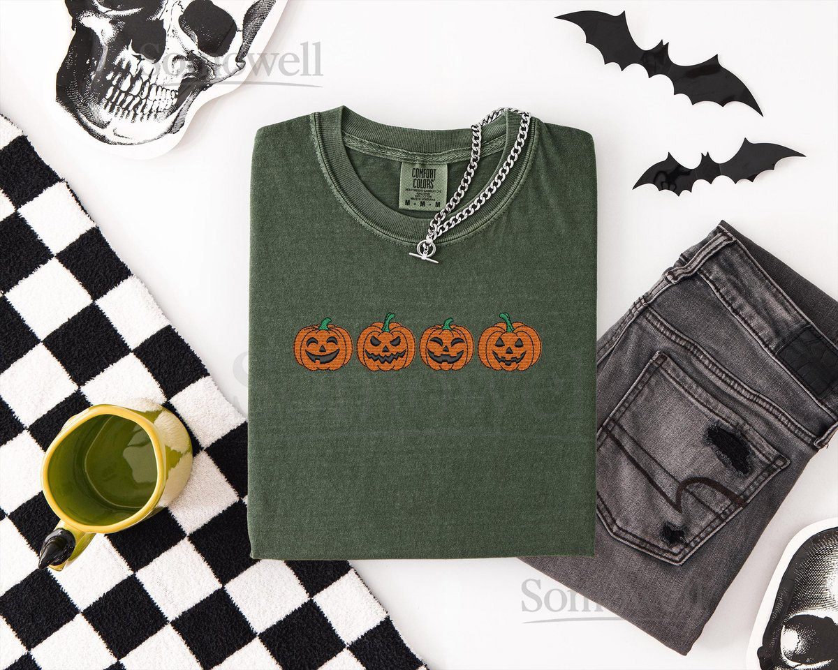 Embroidered Pumpkin Shirt Embroidered PumpkinPatch Comfort Colors Halloween Shirt Vintage Halloween Shirt Spooky Season_92