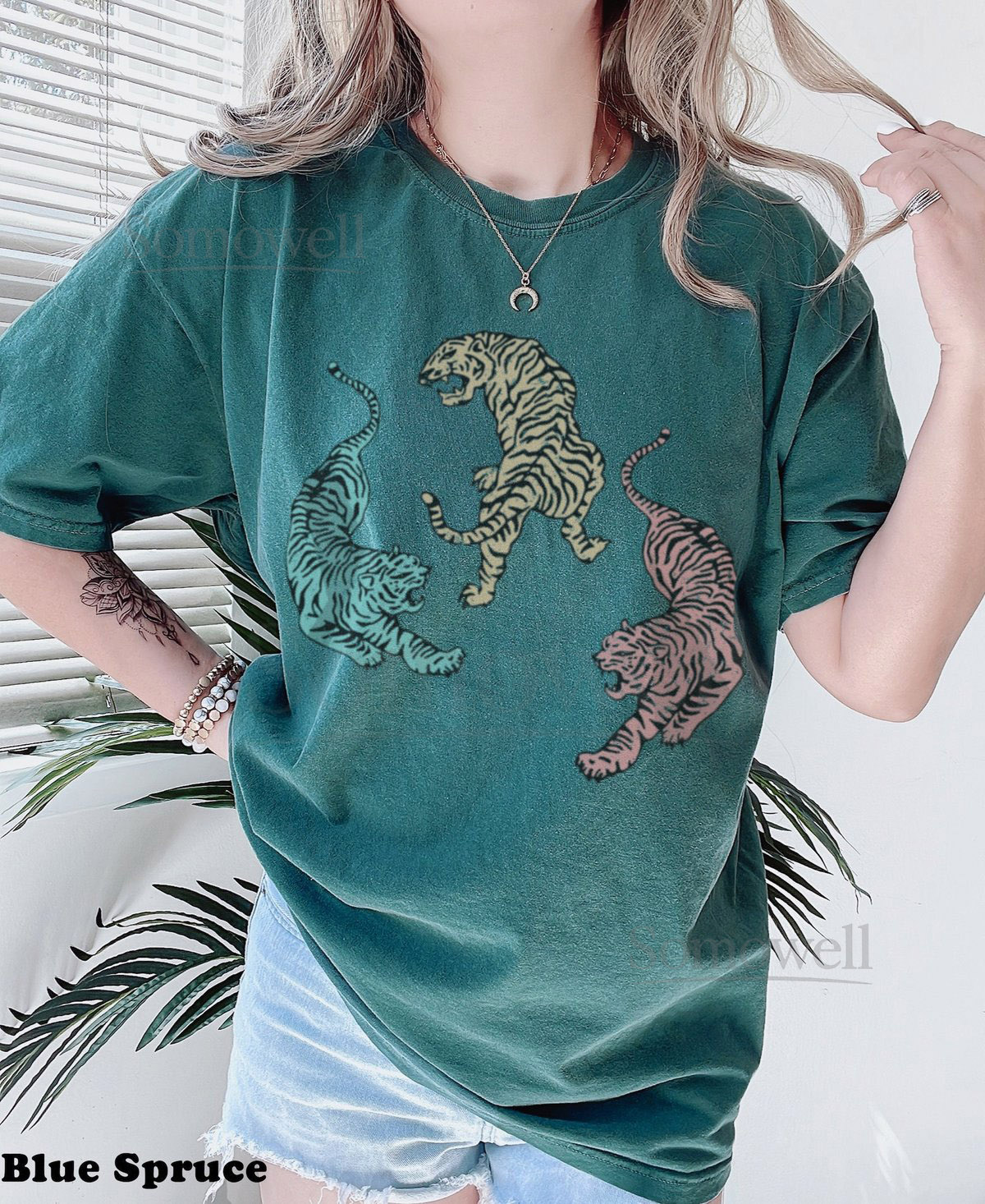 Colorful Tigers With Vintage Vibe Comfort Colors Graphic Tee_74