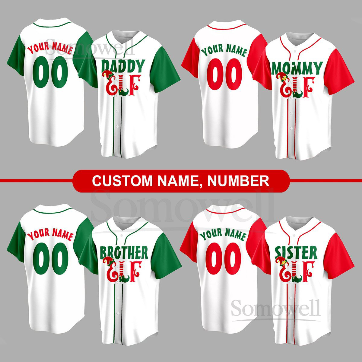 Personalized Family ELF Name And Number Baseball Jersey Custom Christmas Baseball Jersey Christmas Elf Jersey Gift For Family Matching_089