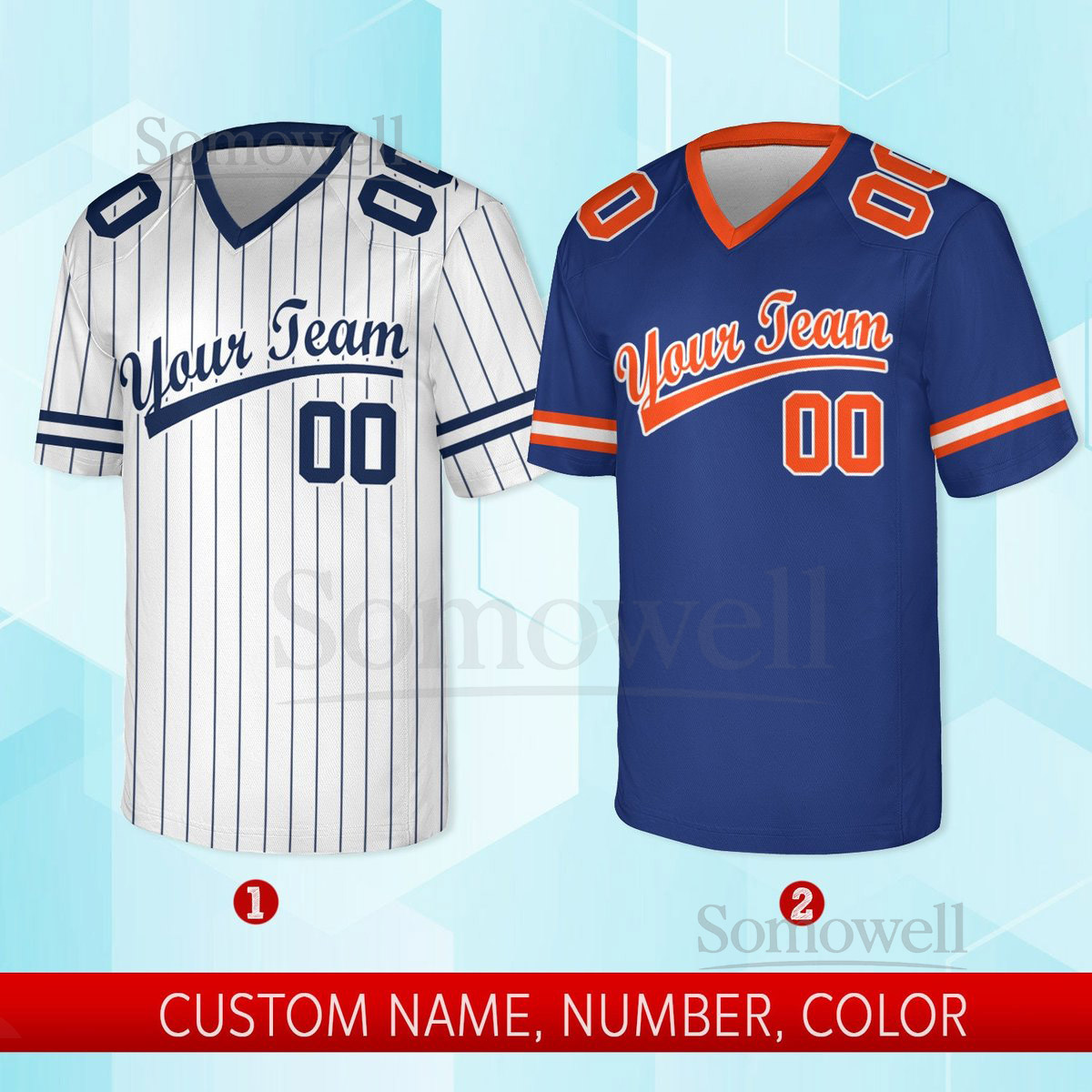 Personalized Team Name And Number Any Football Jersey Custom V-neck Short Sleeve Jersey Shirt Football Jersey For Football Fan Lover_405