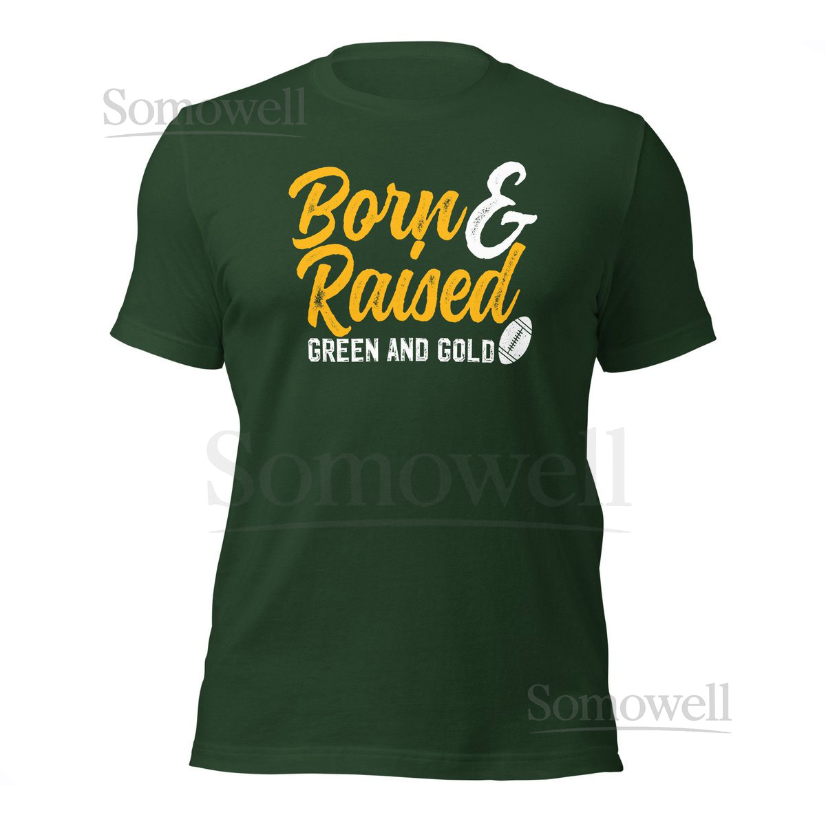 Born and Raised Green and Gold Unisex Bella Canvas T Shirt Green Bay Packers Go Pack Go Boutique T-shirt_39