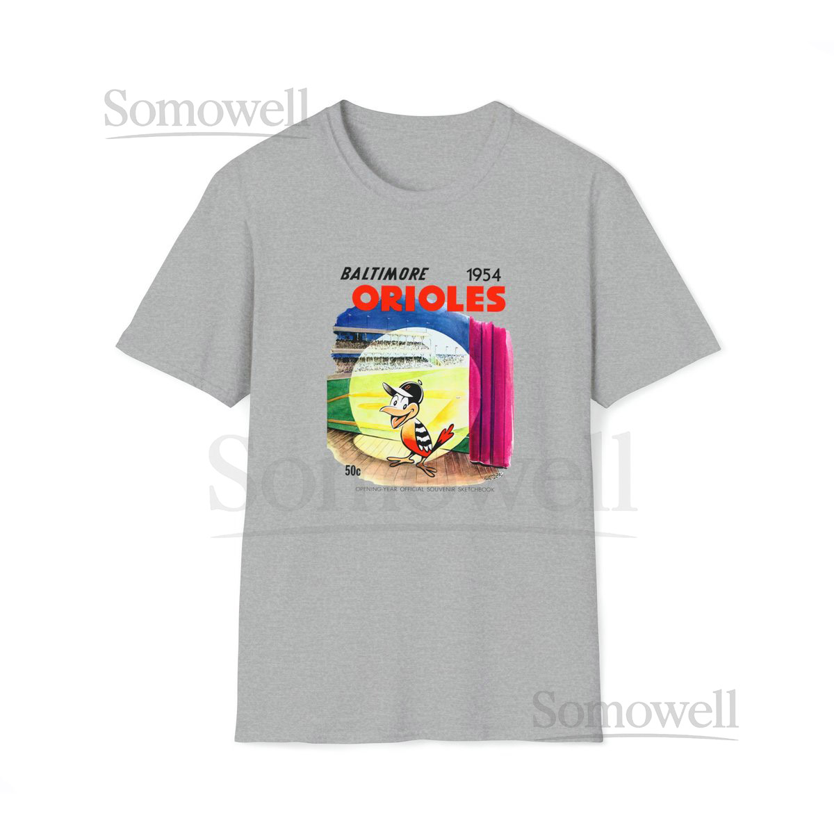1954 Vintage Baltimore Orioles Sketchbook - Opening Year - Softstyle T-Shirt_2