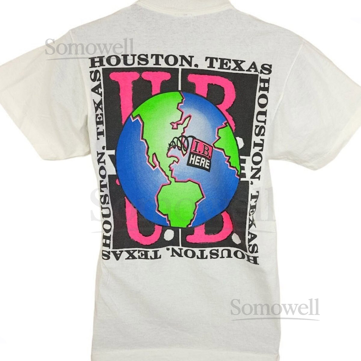 Houston Texas T Shirt Vintage 90s UB Where UB World Globe Made In USA Mens Size_369
