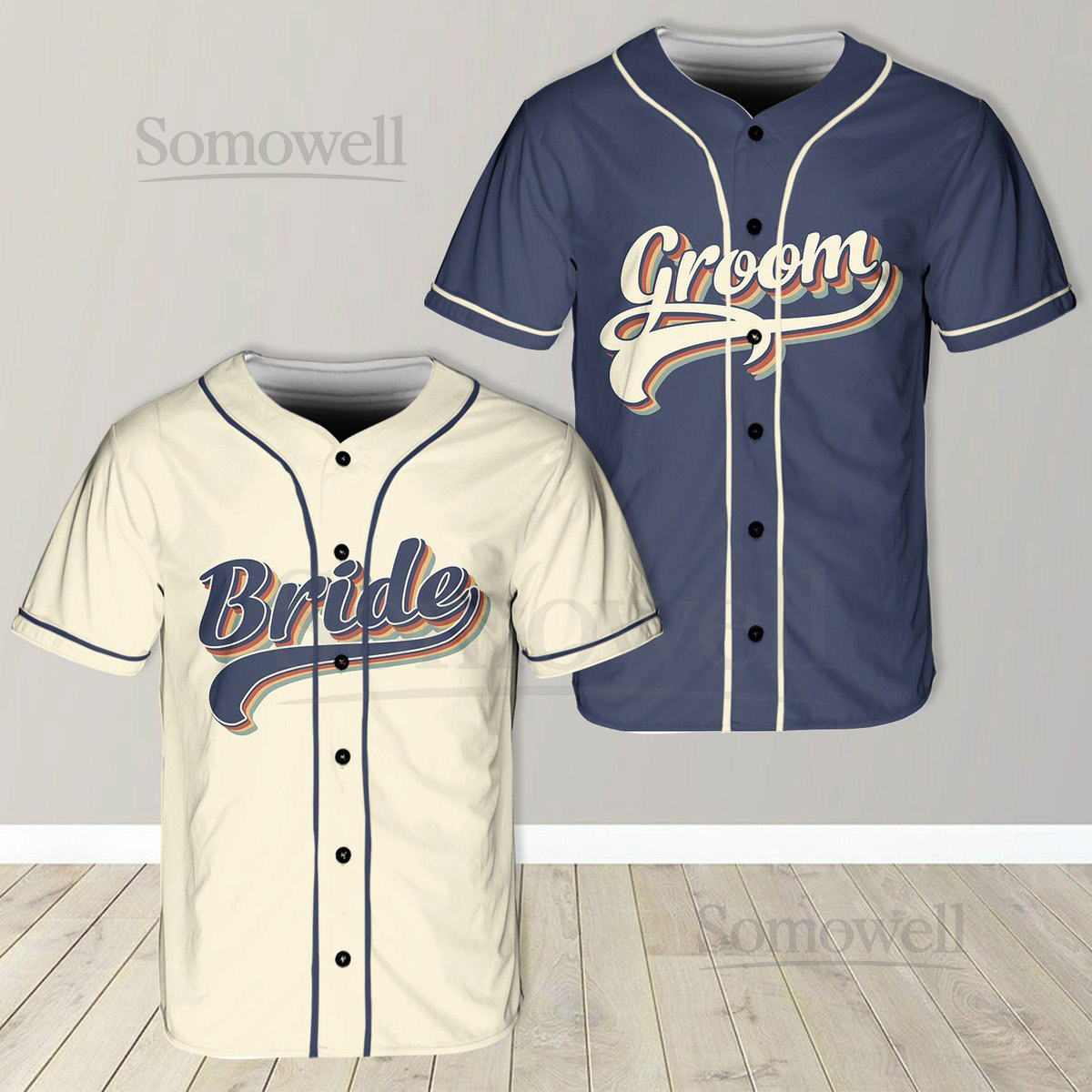 Personalized Bride And Groom Baseball Jersey Custom Matching Couple Jersey Baseball Jersey For Engagement Married Couple Wedding Jersey_048