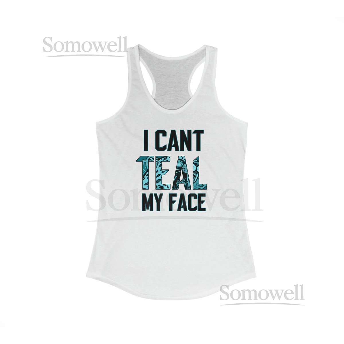 I Can't Teal My Face - Jacksonville Jaguars - Women's Ideal Racerbac_420