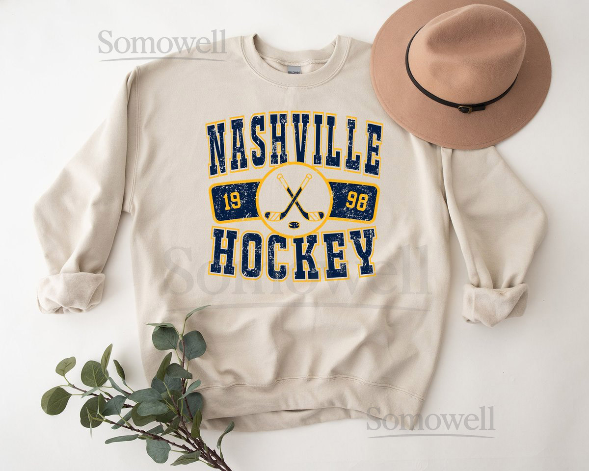 Retro Nashville Predator Sweatshirt Distressed Crewneck Throwback T-Shirt Vintage Hoodie Gift For Ice Hockey Fan_432