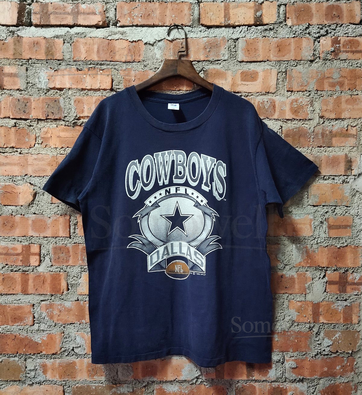 RARE Vintage 90s Distressed Dallas Cowboys Football by Logo 7 T-Shirt Cowboys Tees Cowboy Crewneck Printed Logo Blue Color Mens XL_431