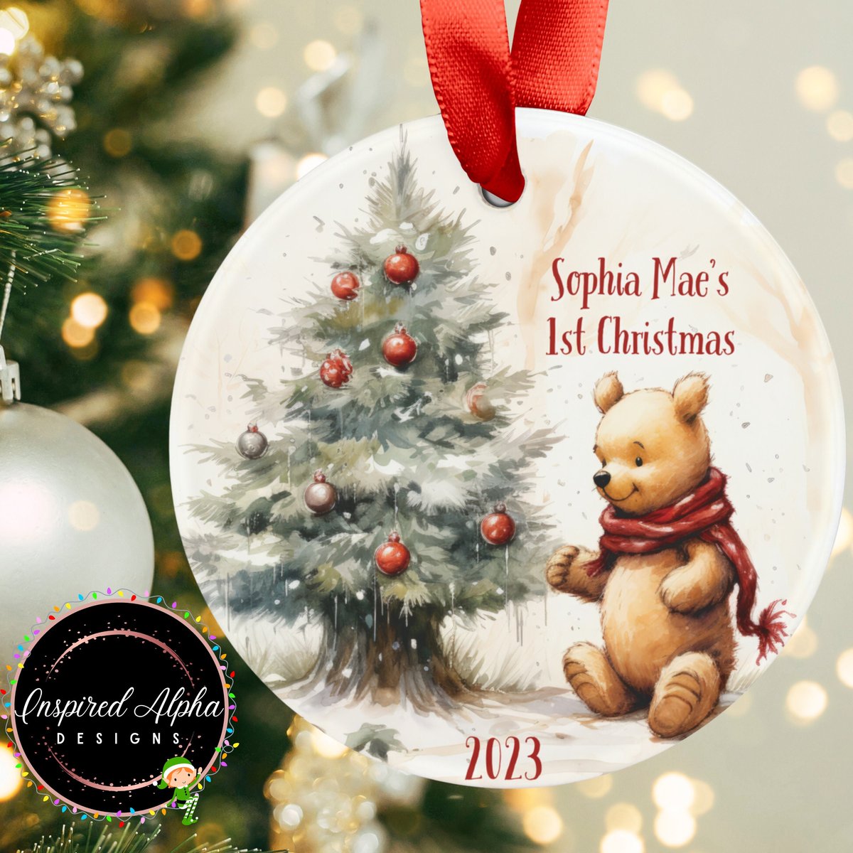 Personalized Winnie the Pooh Christmas Ornament Baby39s First Christmas