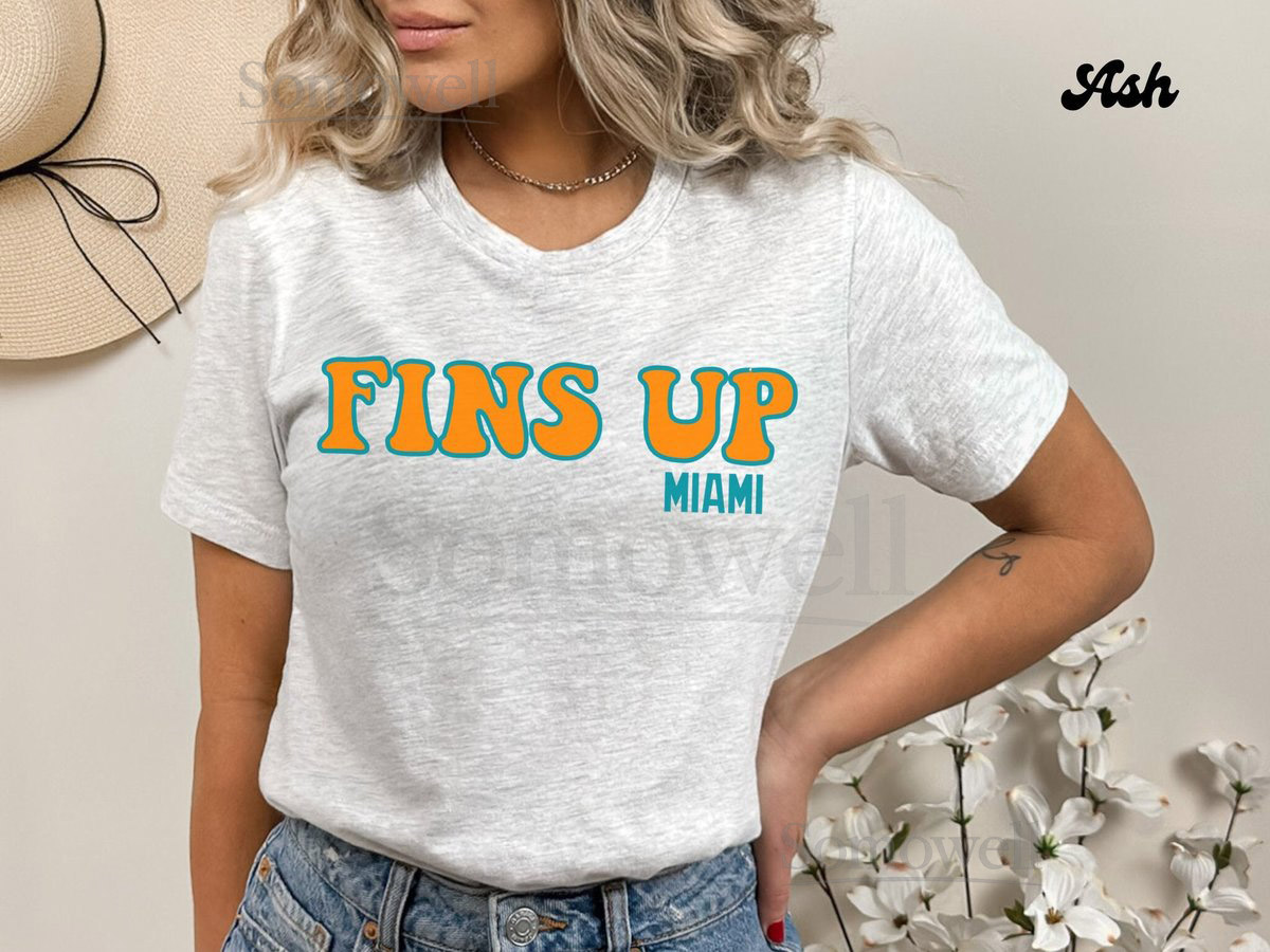 Fins Up Miami Dolphins Miami Bella Canvas 3001 Unisex Go Fins Many Color Options Can add custom name to back_314