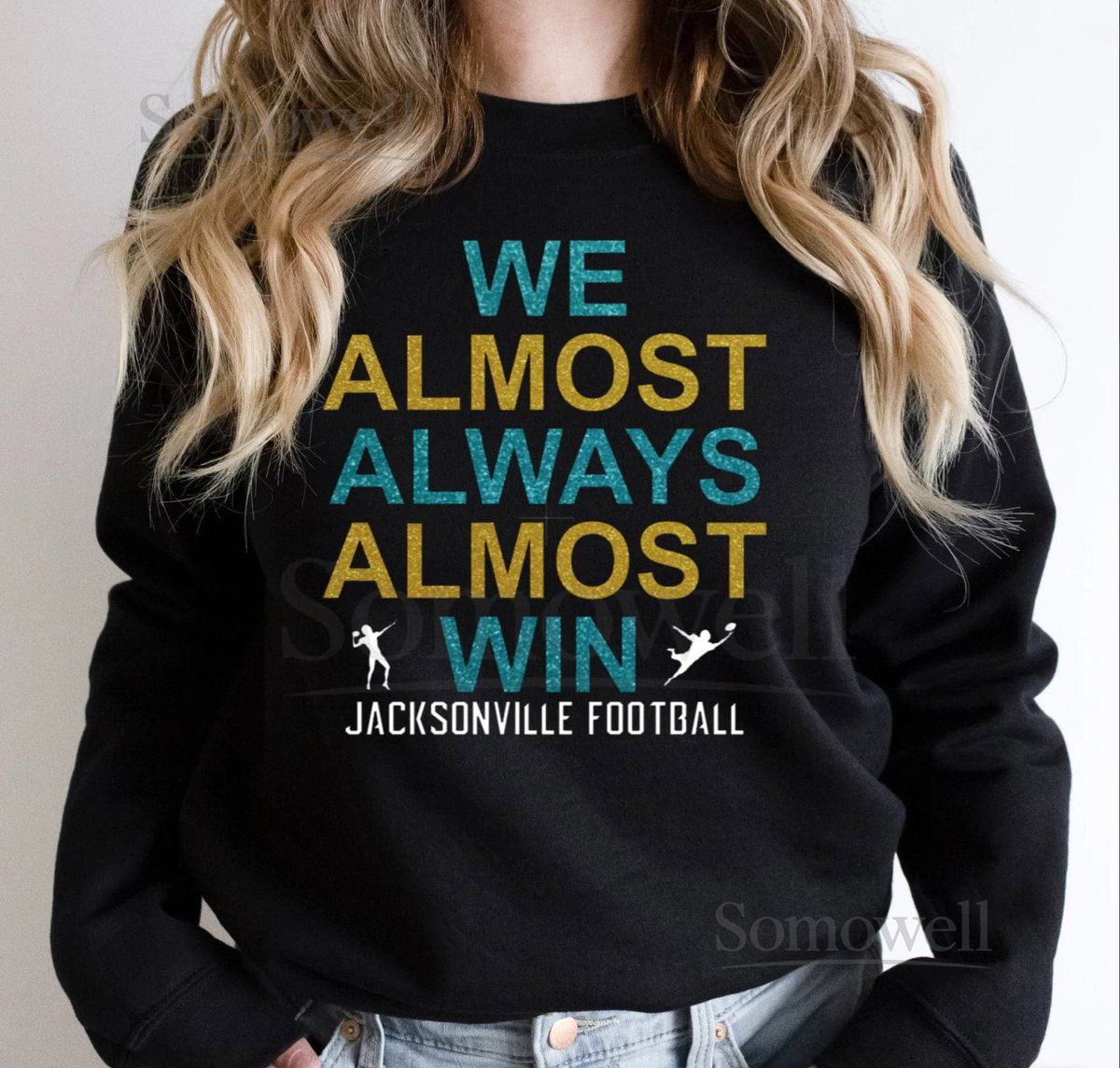 We Almost Always Almost Win Jacksonville Football Glitter Shirt Jaguars Glitter Top Jags Glitter Shirt Gameday Tank Florida _1044