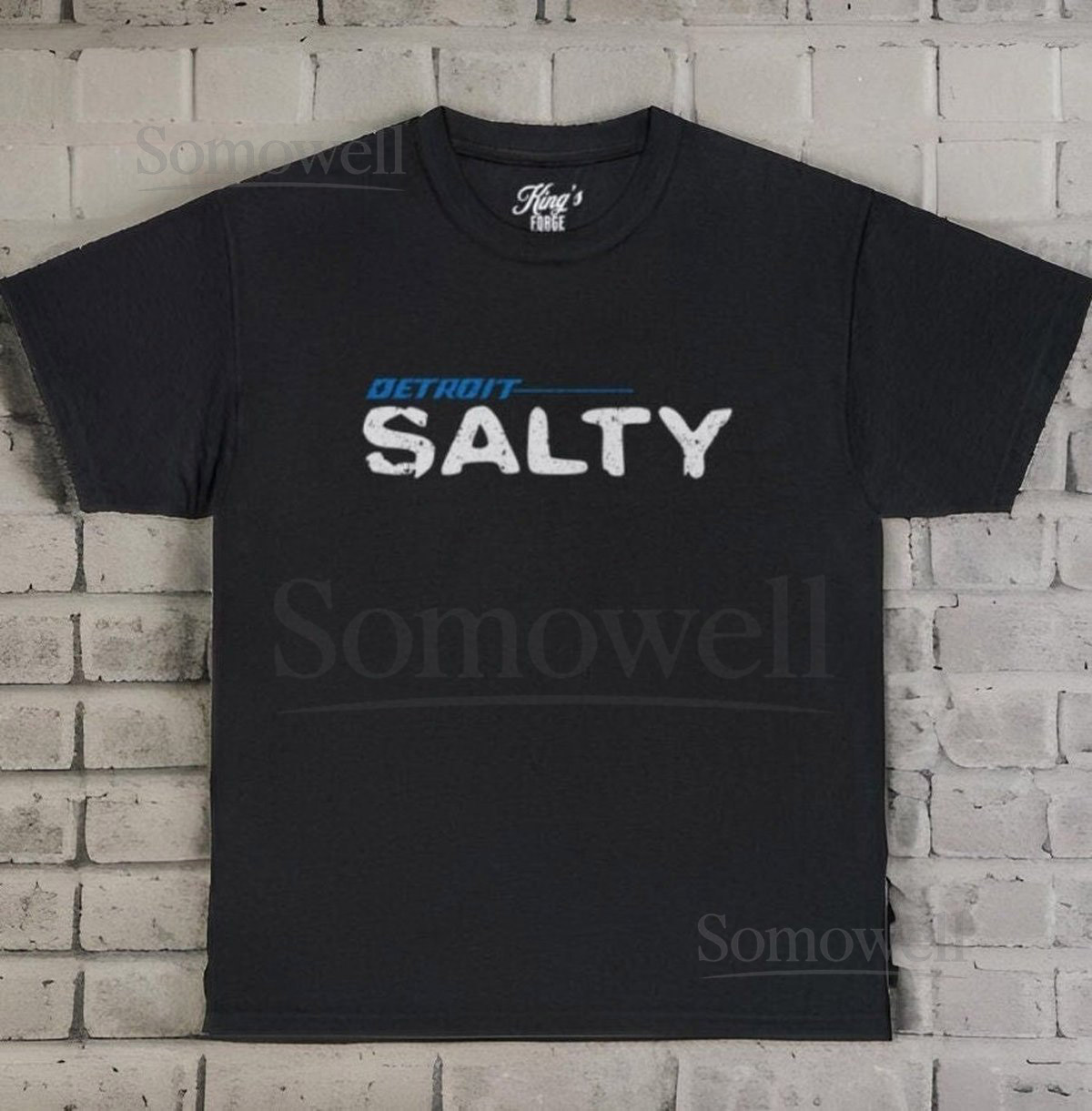 SALTY Detroit Football Tee Shirt Detroit SALTY Football T-Shirt Detroit Football SALTY Coach Shirt 313 T Shirt Heavy Cotton Tee_647