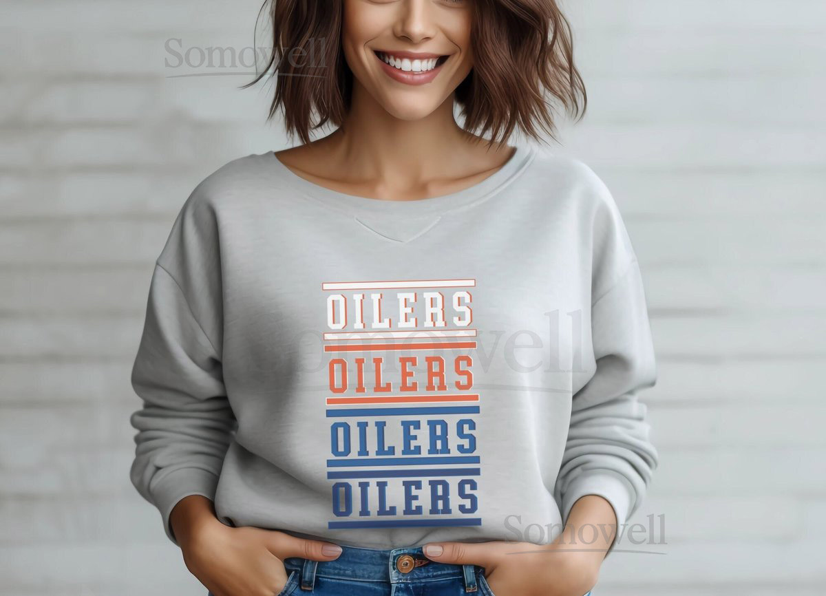Edmonton Oilers NHL Sweater Hockey Fan Gift Dad Sweatshirt Gameday Sweatshirt Hockey Sweatshirt Crew neck sweatshirt NHL Winner Gift_64